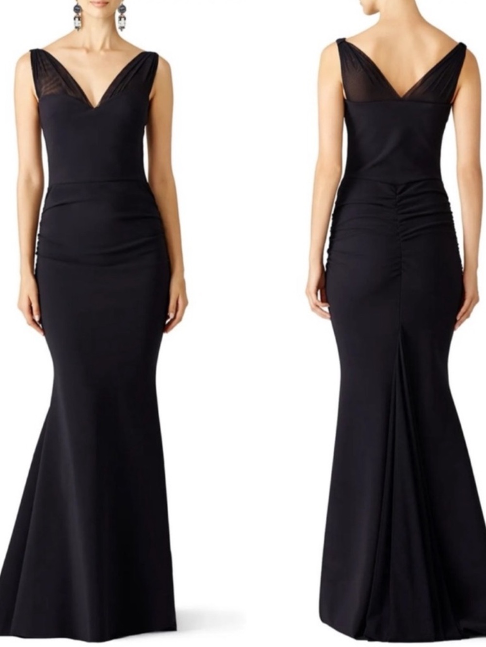 La Petite Robe di Chiara Boni Black Lace Illusion Gown Maxi Dress in 48 US 12